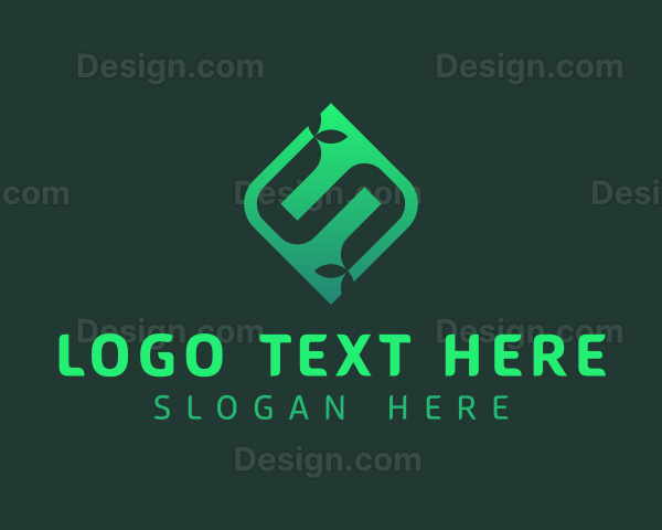 Geometric Leaf Letter S Logo