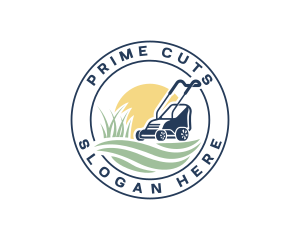 Grass Cutting Lawn Mower logo design