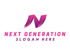 Gradient Courier Letter N logo design