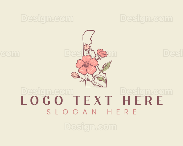 Peach Blossom Flower Logo