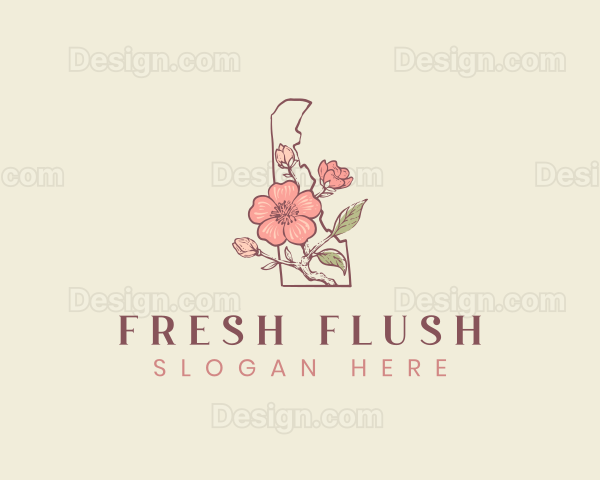 Peach Blossom Flower Logo