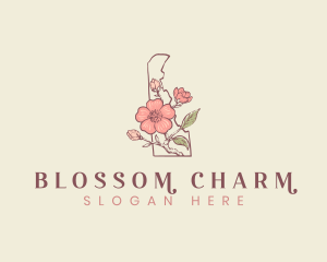 Peach Blossom Flower logo design