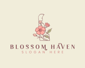 Peach Blossom Flower logo design