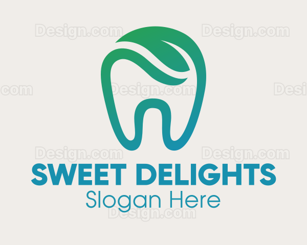 Dental Green Leaf Tooth Dentist Logo
