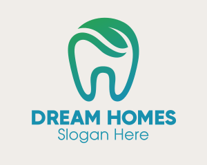 Dental Green Leaf Tooth Dentist logo