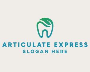 Dental Green Leaf Tooth Dentist logo design