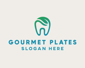 Dental Green Leaf Tooth Dentist logo design