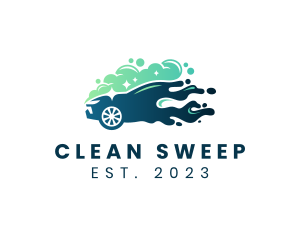 Bubble Car Wash Cleaning logo design