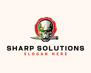 Skull Knife Weapon logo design