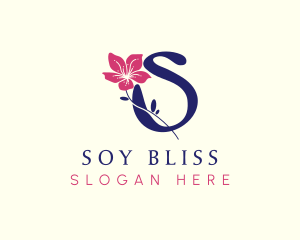 Botanical Nature Flower Letter S logo design