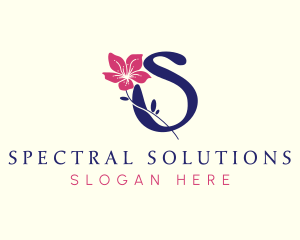 Botanical Nature Flower Letter S logo design