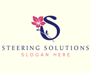 Botanical Nature Flower Letter S logo design