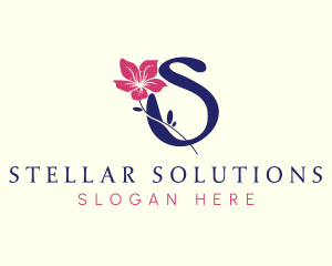 Botanical Nature Flower Letter S logo design