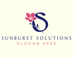 Botanical Nature Flower Letter S logo design