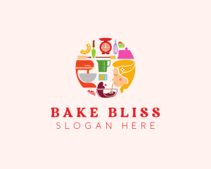 Woman Baking Tools logo design