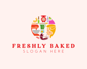 Woman Baking Tools logo design