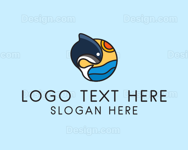 Ocean Whale Cartoon Logo