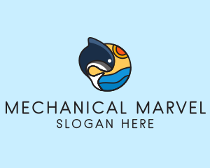 Ocean Whale Cartoon  logo design