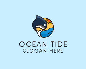 Ocean Whale Cartoon  logo design