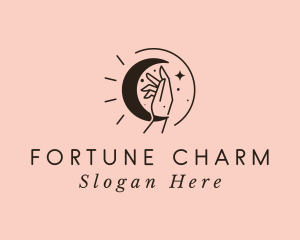 Fortune Telling Moon Hand  logo design