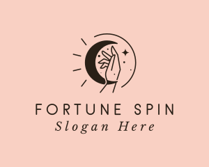 Fortune Telling Moon Hand  logo design