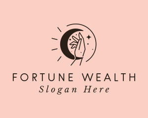 Fortune Telling Moon Hand  logo design