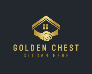 Golden House Handshake logo design