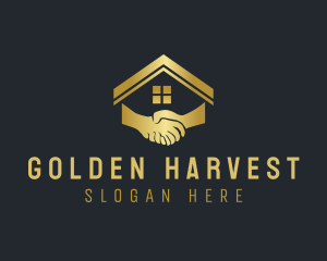 Golden House Handshake logo design