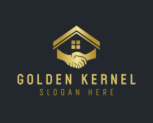 Golden House Handshake logo design