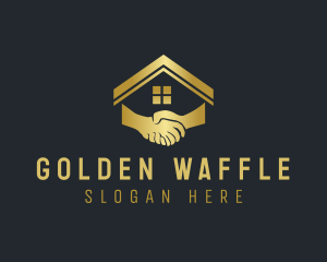 Golden House Handshake logo design