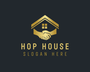 Golden House Handshake logo design