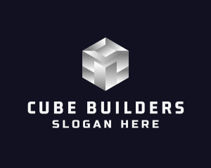 Silver Metallic Cube logo design