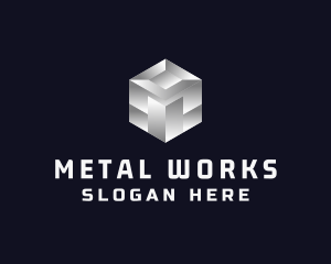 Silver Metallic Cube logo design