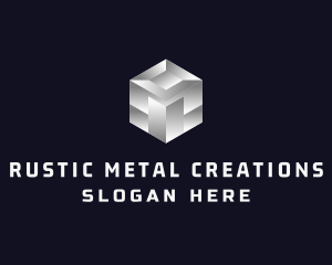 Silver Metallic Cube logo design