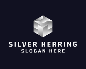 Silver Metallic Cube logo design