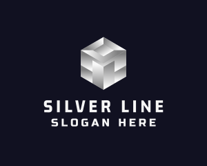 Silver Metallic Cube logo