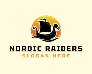 Viking Ship Sailing logo design