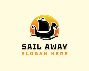 Viking Ship Sailing logo design