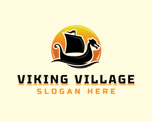 Viking Ship Sailing logo design