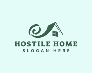 Home Roofing Ribbon logo design