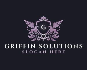 Griffin Crown Wings logo design