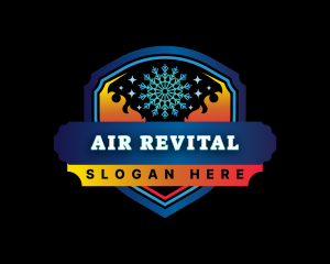 Heating Cooling HVAC Shield logo design