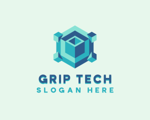 Isometric Cube Tech logo design