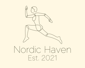 Human Runner Monoline logo design