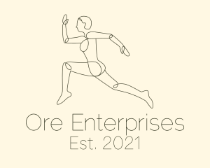 Human Runner Monoline logo design