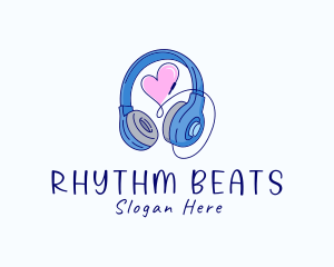 Music Heart Headphone logo design