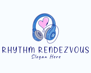 Music Heart Headphone logo design