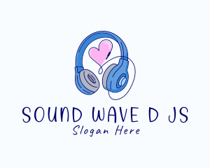 Music Heart Headphone logo design