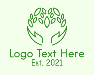 Minimalist Leaf Hands logo