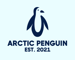 Blue Penguin Silhouette  logo design